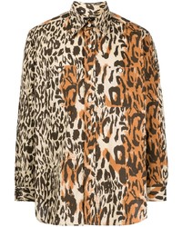 Camicia a maniche lunghe leopardata marrone chiaro di Needles