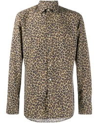 Camicia a maniche lunghe leopardata marrone chiaro di Tom Ford