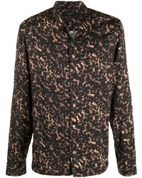 Camicia a maniche lunghe leopardata marrone scuro di AllSaints