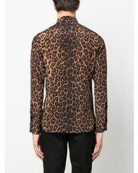 Camicia a maniche lunghe leopardata marrone scuro di Tom Ford