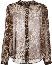 Camicia a maniche lunghe leopardata marrone di Atu Body Couture