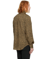 Camicia a maniche lunghe leopardata marrone di Tom Ford