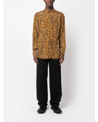 Camicia a maniche lunghe leopardata marrone di Moschino