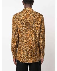 Camicia a maniche lunghe leopardata marrone di Moschino
