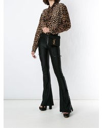 Camicia a maniche lunghe leopardata marrone di Saint Laurent
