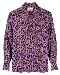Camicia a maniche lunghe leopardata multicolore di Wacko Maria