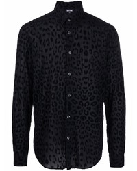 Camicia a maniche lunghe leopardata nera di Just Cavalli