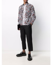 Camicia a maniche lunghe leopardata nera di Black Comme Des Garçons