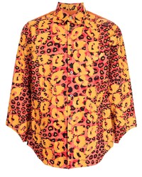 Camicia a maniche lunghe leopardata rossa di Black Comme Des Garçons