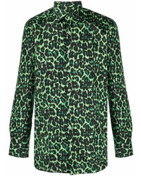 Camicia a maniche lunghe leopardata verde scuro di Gabriele Pasini