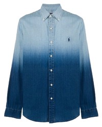 Camicia a maniche lunghe ombre azzurra di Polo Ralph Lauren