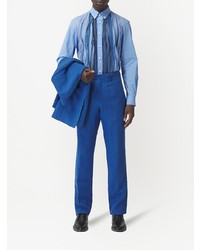 Camicia a maniche lunghe patchwork azzurra di Burberry