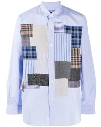 Camicia a maniche lunghe patchwork azzurra di Junya Watanabe MAN