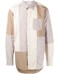 Camicia a maniche lunghe patchwork beige di Engineered Garments