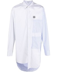Camicia a maniche lunghe patchwork bianca e blu di Loewe