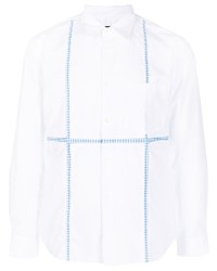 Camicia a maniche lunghe patchwork bianca di Comme des Garcons Homme Deux