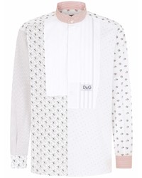 Camicia a maniche lunghe patchwork bianca di Dolce & Gabbana