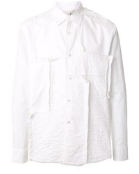 Camicia a maniche lunghe patchwork bianca di Fumito Ganryu