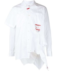 Camicia a maniche lunghe patchwork bianca di Maison Mihara Yasuhiro