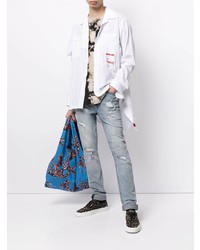 Camicia a maniche lunghe patchwork bianca di Maison Mihara Yasuhiro