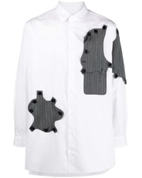 Camicia a maniche lunghe patchwork bianca di Yohji Yamamoto