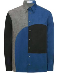 Camicia a maniche lunghe patchwork blu scuro di JW Anderson