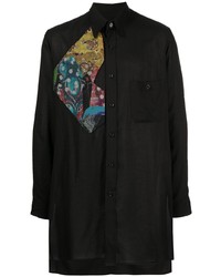 Camicia a maniche lunghe patchwork nera di Yohji Yamamoto