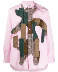 Camicia a maniche lunghe patchwork rosa di Comme Des Garcons SHIRT