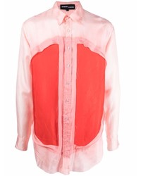 Camicia a maniche lunghe patchwork rosa di Edward Cuming