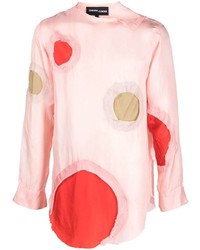 Camicia a maniche lunghe patchwork rosa di Edward Cuming