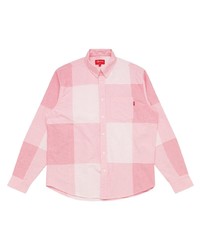 Camicia a maniche lunghe patchwork rosa di Supreme