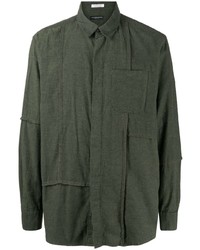 Camicia a maniche lunghe patchwork verde oliva di Engineered Garments