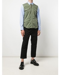 Camicia a maniche lunghe patchwork verde oliva di Junya Watanabe MAN
