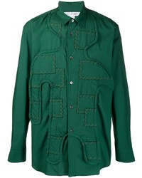 Camicia a maniche lunghe patchwork verde