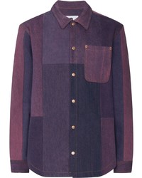 Camicia a maniche lunghe patchwork viola