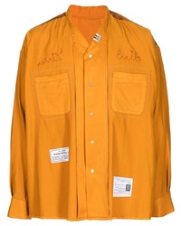 Camicia a maniche lunghe ricamata arancione di Maison Mihara Yasuhiro