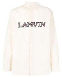 Camicia a maniche lunghe ricamata beige di Lanvin