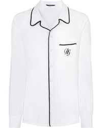 Camicia a maniche lunghe ricamata bianca e nera di Dolce & Gabbana