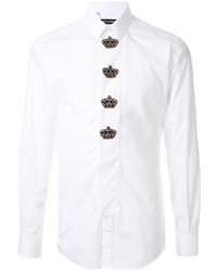 Camicia a maniche lunghe ricamata bianca di Dolce & Gabbana