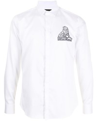 Camicia a maniche lunghe ricamata bianca di Emporio Armani