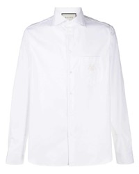 Camicia a maniche lunghe ricamata bianca di Gucci