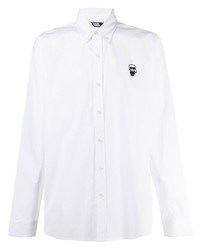 Camicia a maniche lunghe ricamata bianca di Karl Lagerfeld
