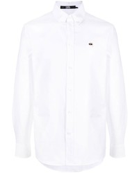 Camicia a maniche lunghe ricamata bianca di Karl Lagerfeld