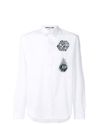 Camicia a maniche lunghe ricamata bianca di McQ Alexander McQueen
