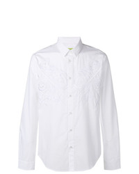 Camicia a maniche lunghe ricamata bianca di Versace Jeans