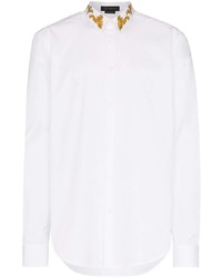 Camicia a maniche lunghe ricamata bianca di Versace