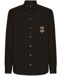 Camicia a maniche lunghe ricamata nera di Dolce & Gabbana