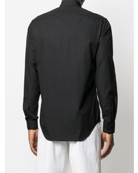 Camicia a maniche lunghe ricamata nera di Versace