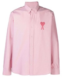 Camicia a maniche lunghe ricamata rosa di Ami Paris