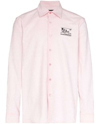 Camicia a maniche lunghe ricamata rosa di Raf Simons
